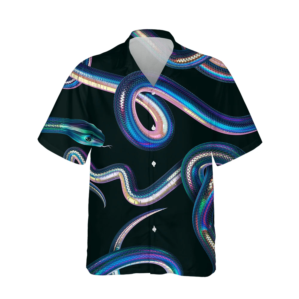 Jumeast 3d Harajuku Snake Flower Printed Hawaiian Shirt Men Short Sleeve Vintage Fashion Shirts Casual Loose Tops Streetwear 5XL