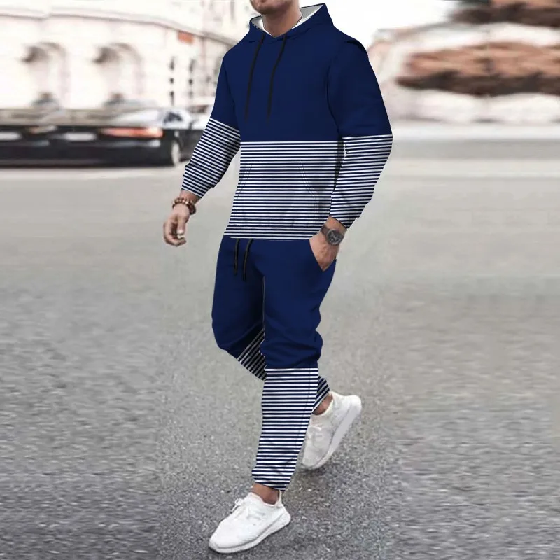 2023 New Sportswear Men's Hooded Sweatshirt Suit Spring and Autumn Pullover Hoodie + Casual Trousers 2-Piece Jogging Sports Suit