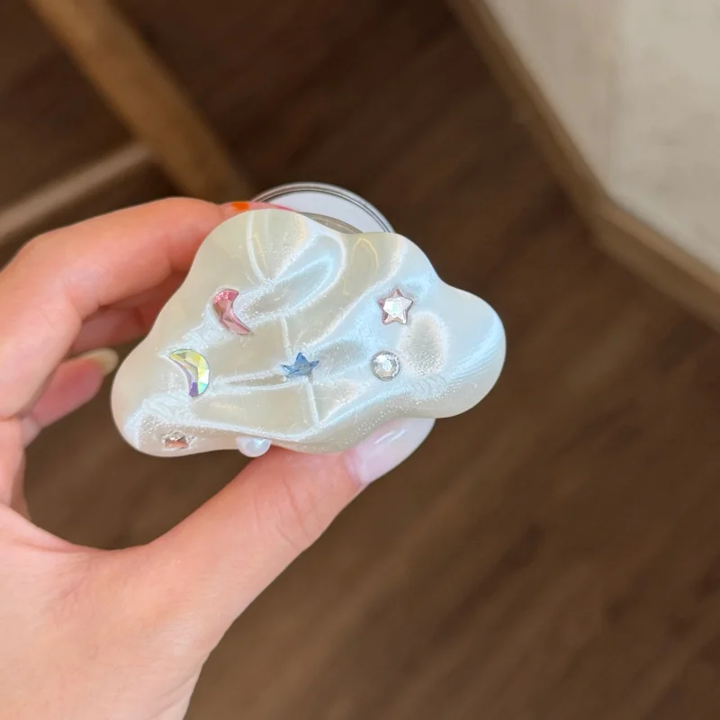 Фото Милый розовый чехол для телефона со звездным принтом и 3D-держателем-облаком из страз для iPhone 17, 16, 15, 14, 13, Pro, Pro Max, устойчивый к царапинам №3