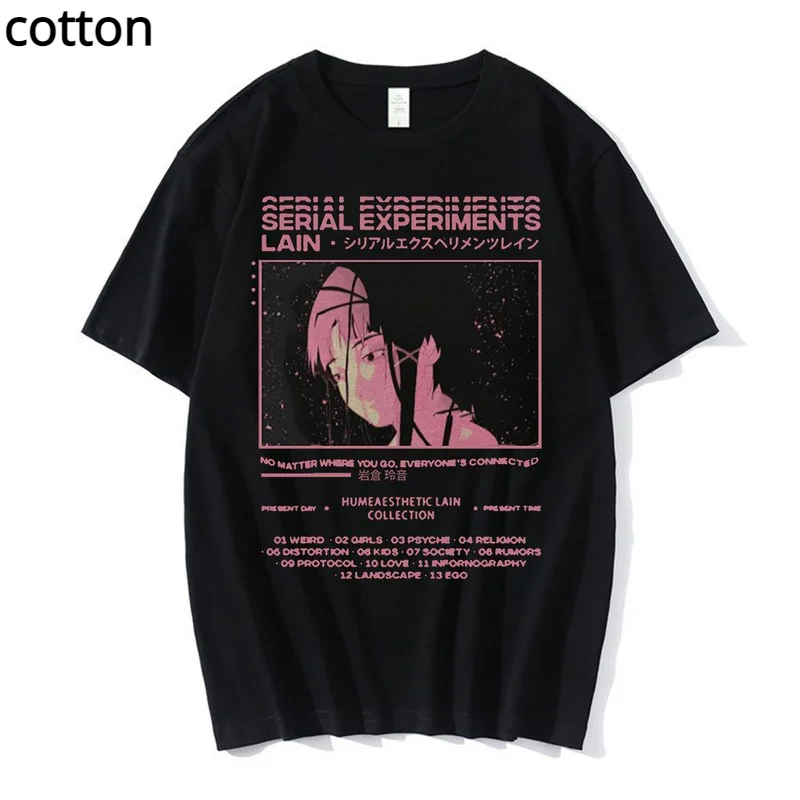 

Camiseta de gran tama o Unisex, camisa de Manga corta, Iwakura, experimentos de serie, Lain, Anime, gr fico, Sci Fi