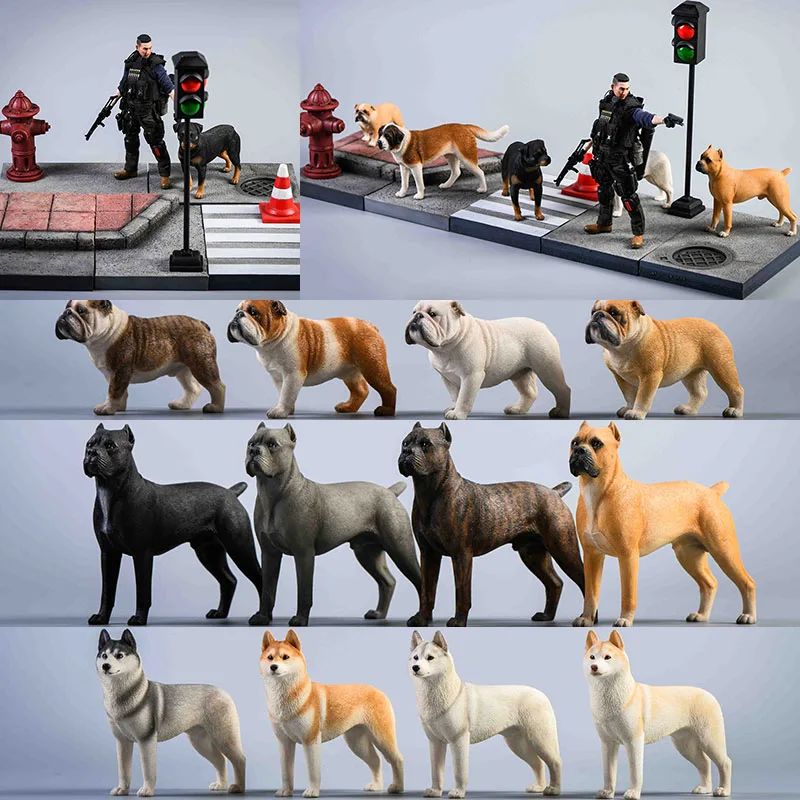 

Collectible JXK 1/12 Soldier Scene Accessories Haschi Kasrow Saint Bernard Rottweiler British Bulldog with Platform Model