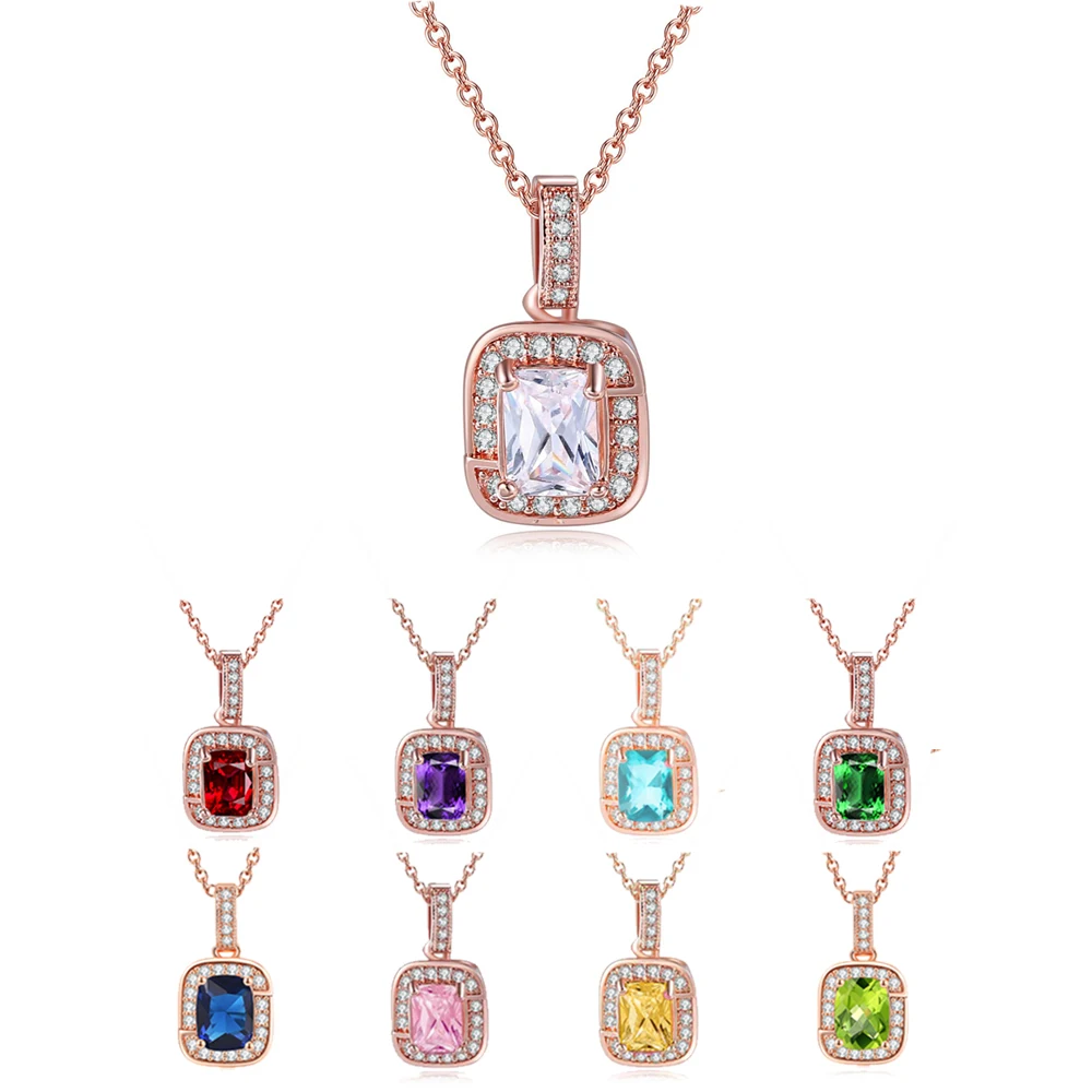 

Женское Ожерелье с кулоном, винтажное ожерелье с квадратным кристаллом и разноцветным кубическим цирконием, колье-чокер на шею, ювелирные изделия, аксессуары, подарок