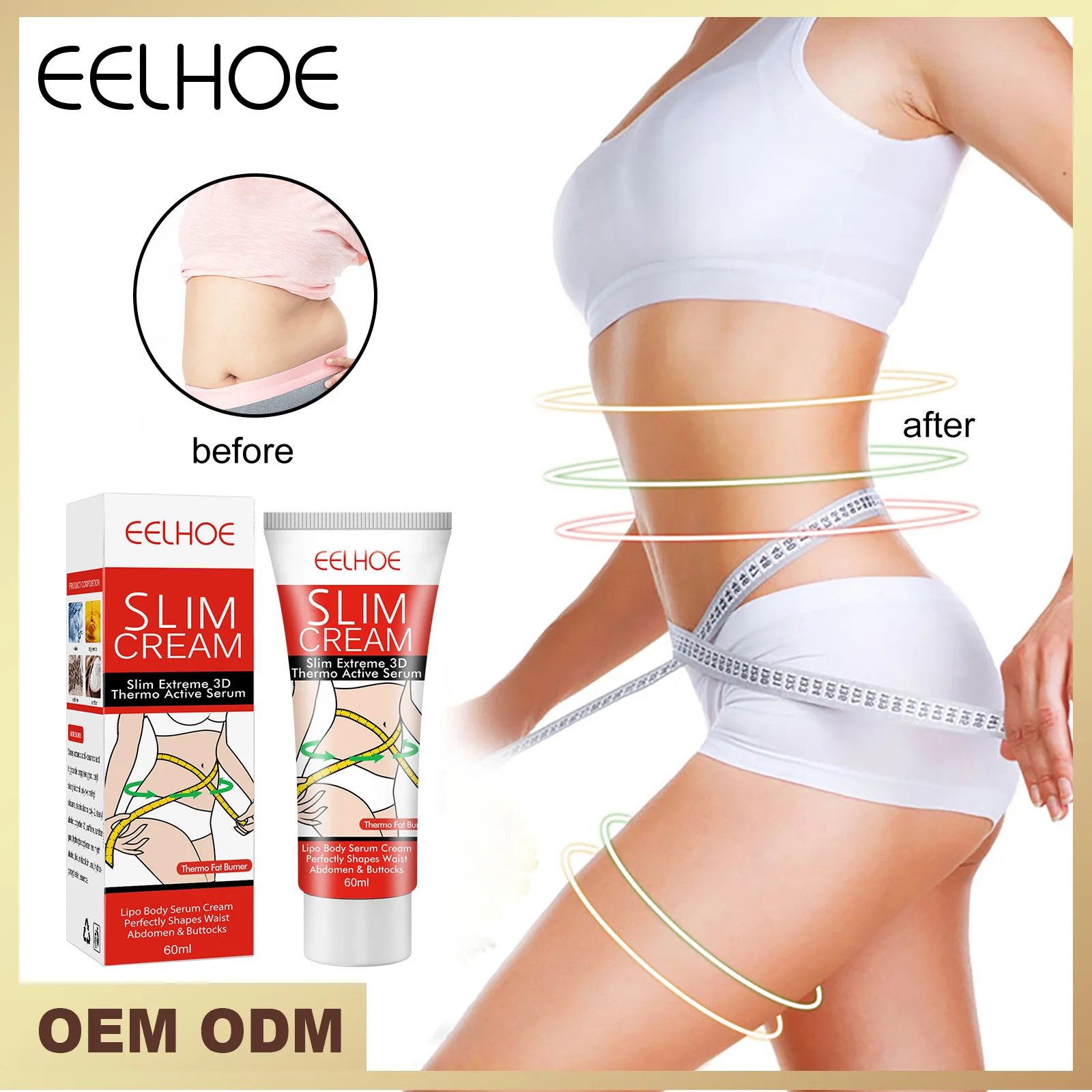 

Eelhoe slimming shaping massage cream lifting and tightening belly, lower abdomen, thigh and thigh muscle beauty Firming Cream