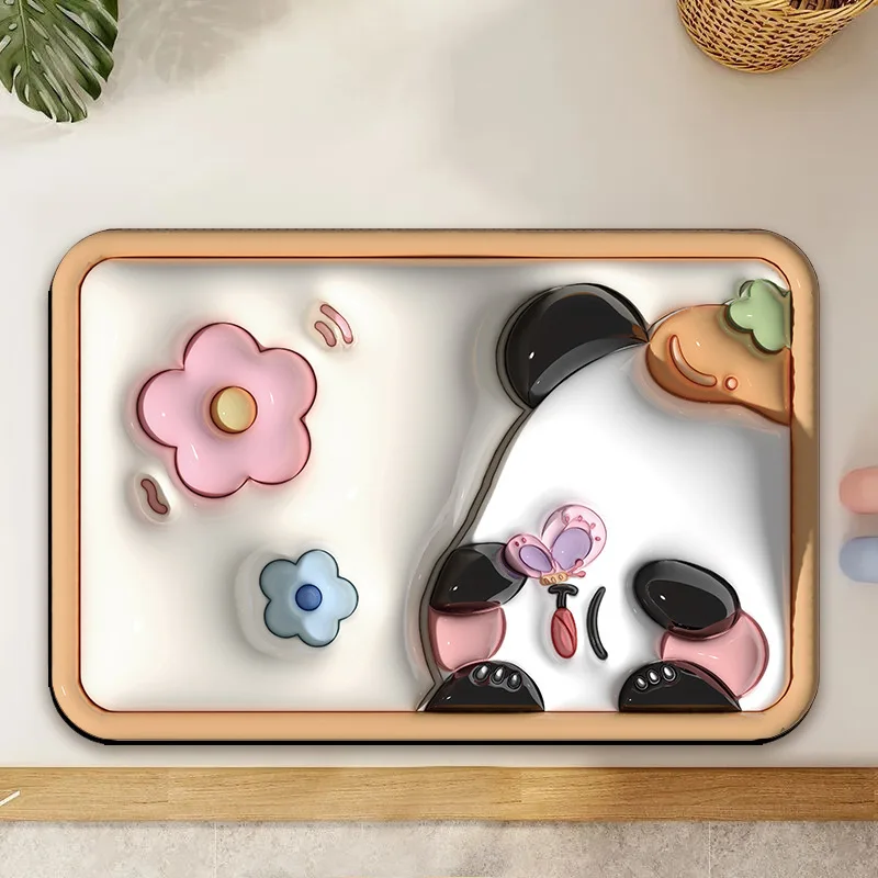 

Panda Cartoon 3D Visual Doormat Soft Diatom Mud Floor Mat Bathroom Toilet Water Absorbent Non Slip Mat Home Decor