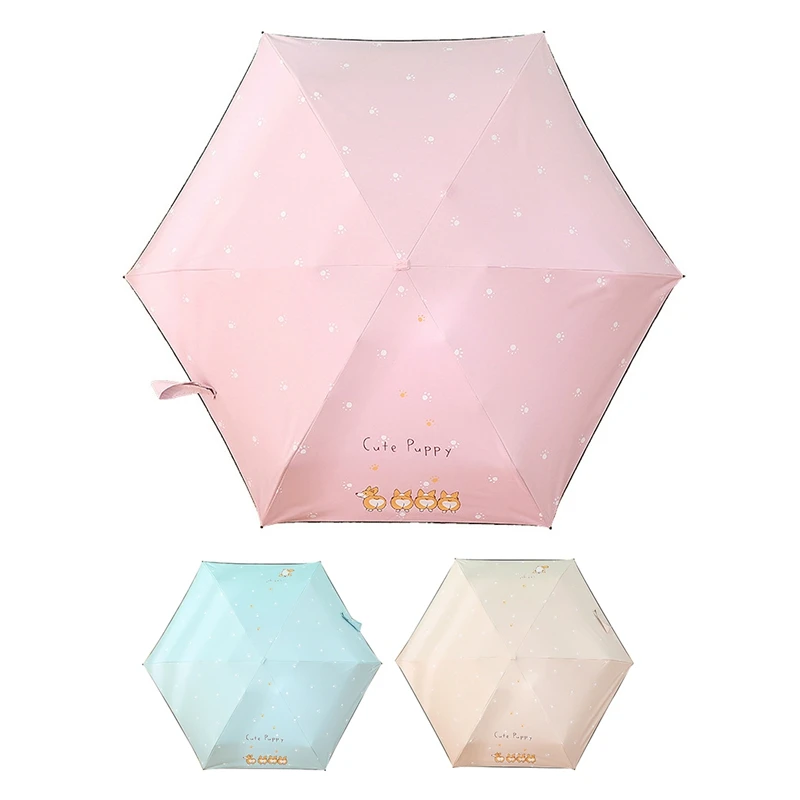 

Дорожный зонт, портативный легкий компактный карманный зонтик с узором собаки, компактный зонтик