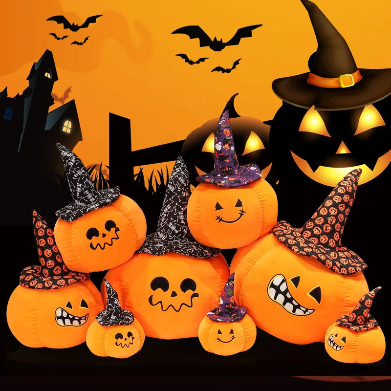 Подушка плюшевая в форме тыквы на Хэллоуин 45 см