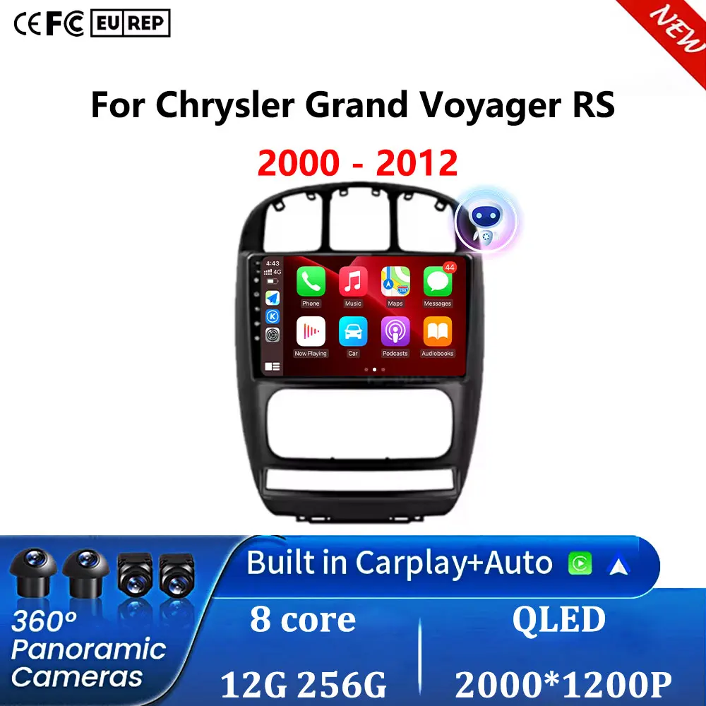 Фото Для Dodge Caravan 4 Для Chrysler Grand Voyager RS 2000-2012 Android 16 Carplay Автомобильный радиоприемник Мультимедийный видеоплеер GPS WIfi №1