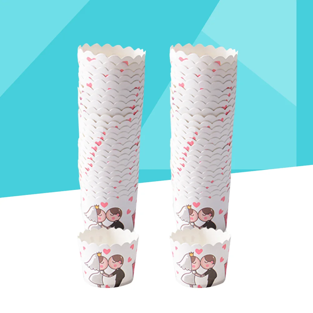 

50pcs Cupcake Wrappers Heat Resistant Printed Cake Liners Muffin Liners for Wedding