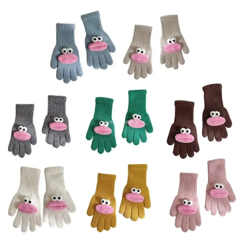 

Soft & Warm Knit Gloves Versatile Kids Five Finger Mittens Lovely for Children