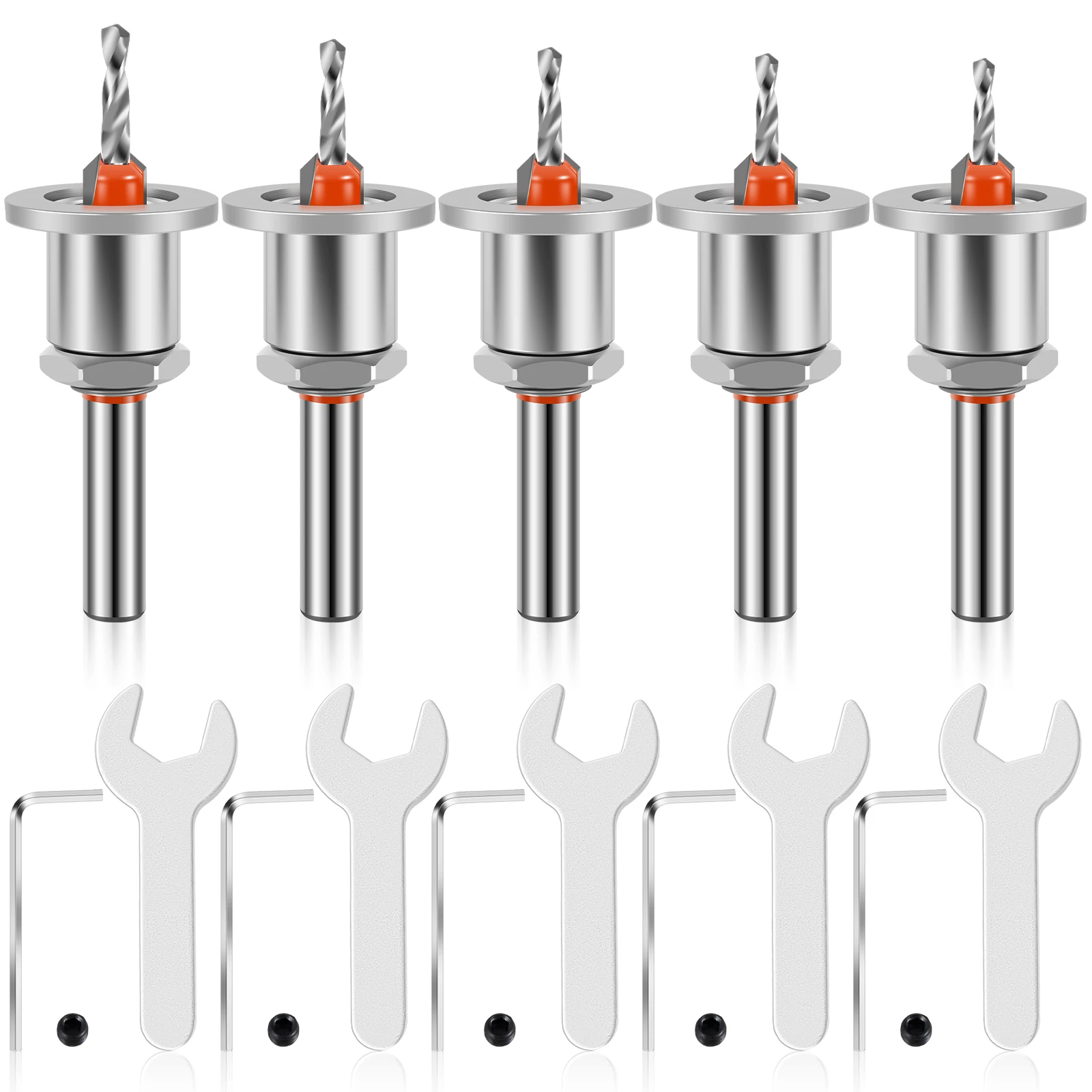 

Набор зенкеров 5 шт., регулируемый набор сверл для работ по металлу и дереву, с 5 насадками