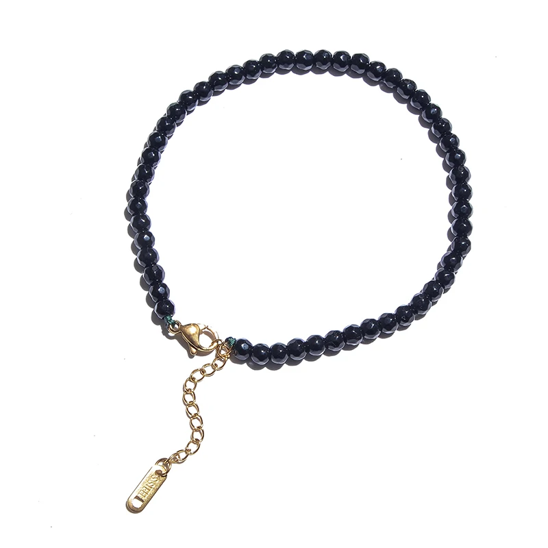 Браслет на ногу с ониксом Женский Ювелирное Украшение граненым черным Пляжная