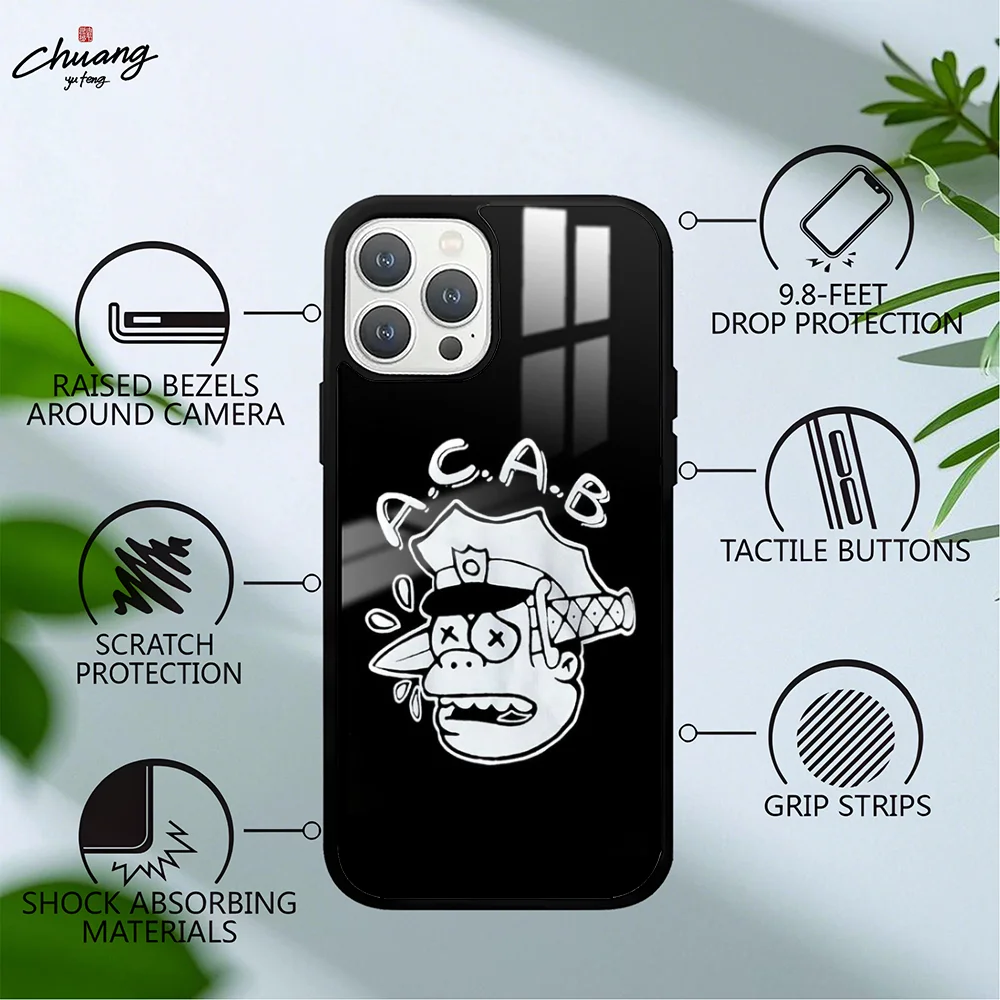 Чехол для телефона All Cops Are Bastards Acab 11 12 13 14 15 16 Pro Max mini Plus с сильным магнитным