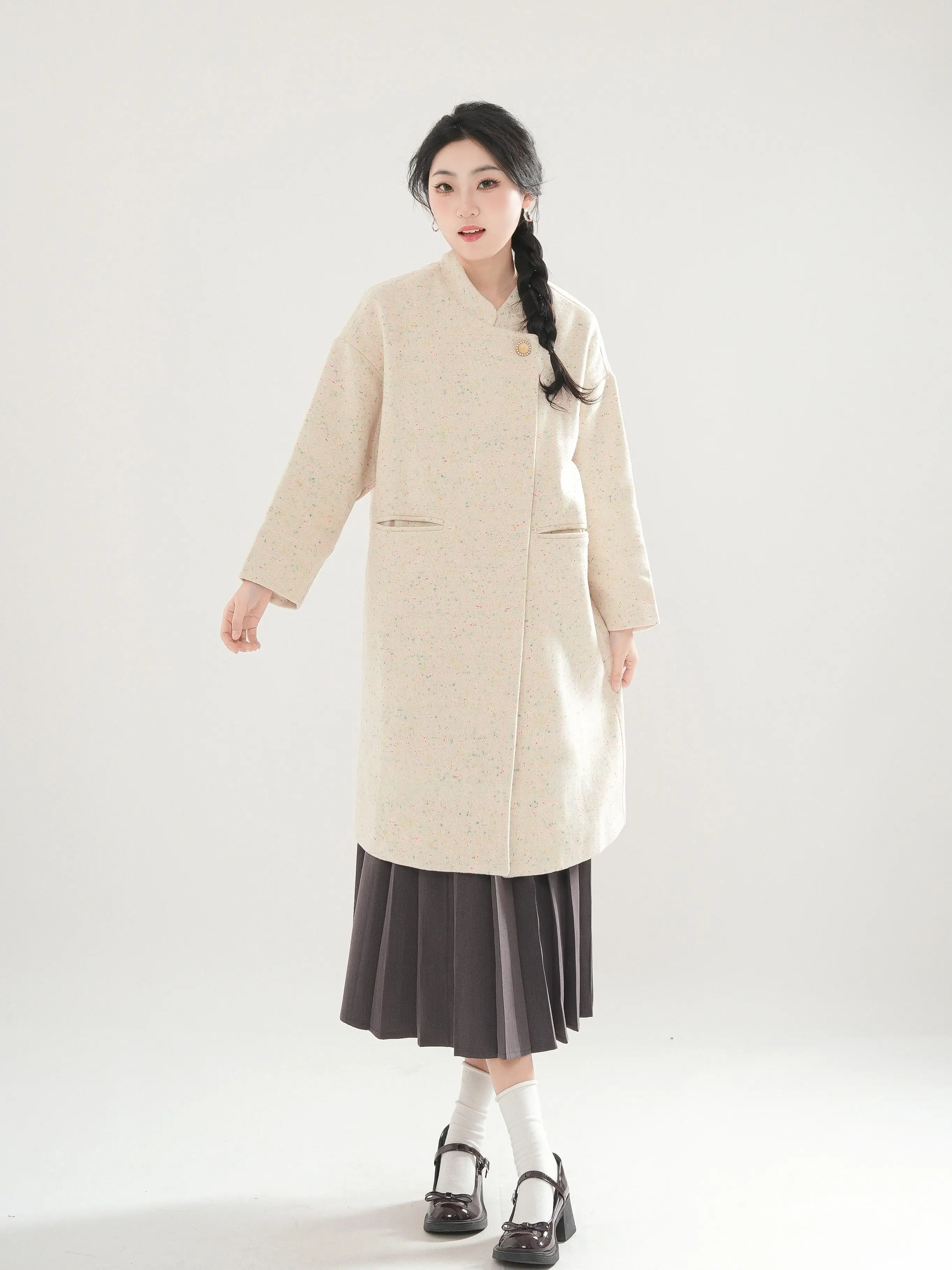 Cocoa Forest Original Chinese Sle Young High Sense Mid-Length Loose Coat Outerwear Women Winter New