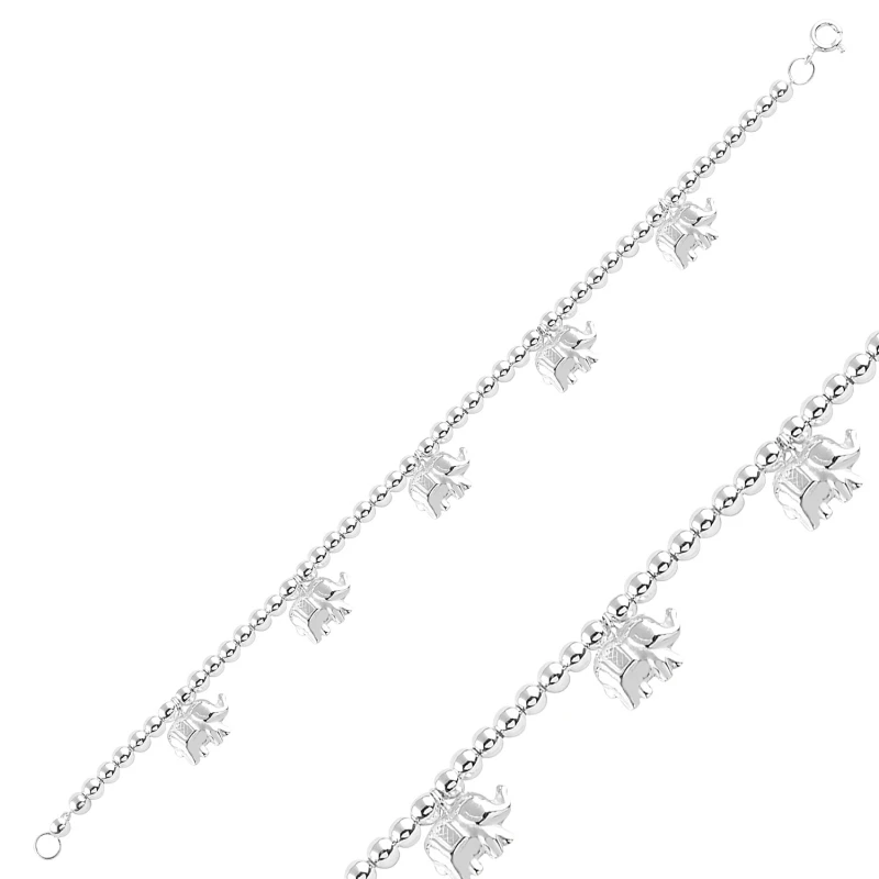 

Серебряный подвесной браслет со слоном