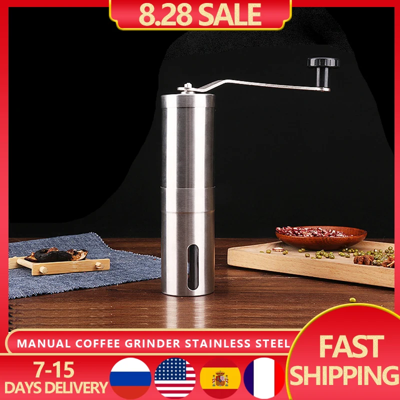 

1Pc Manual Coffee Grinder Stainless Steel Washable Ceramic Core Home Kitchen Mini Hand Mill Household Useful Tool
