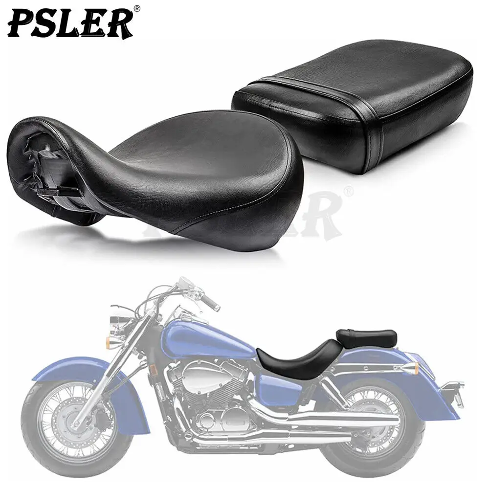 

Motorcycle Front Driver Rear Seat Cushion PU Leather Black Pad Pillion Accessories For Honda Shadow Aero VT 400 VT750C 2004-2013