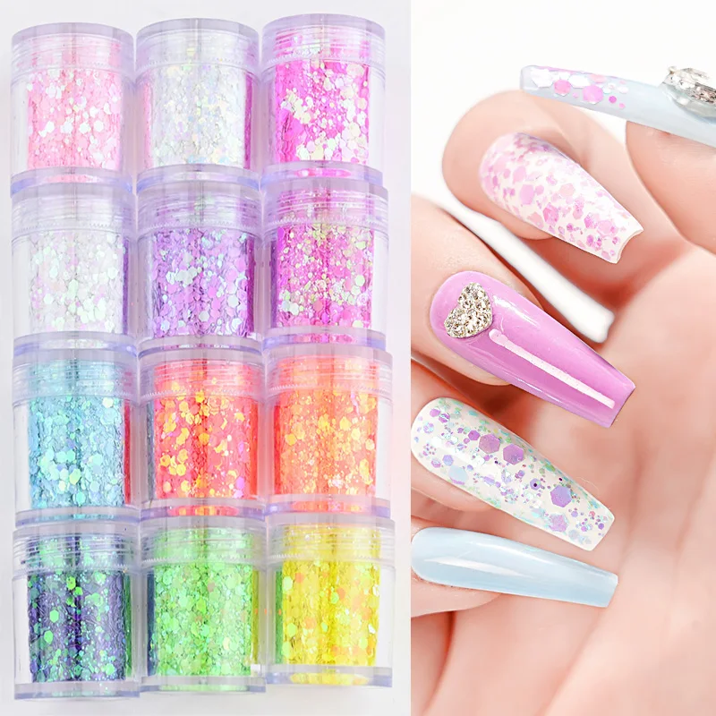 1JAR/10 мл лазерный лак для ногтей Блестящий Порошок для ногтей ювелирное изделие блестящие Типсы для ногтей 3D Маникюр сверкающий