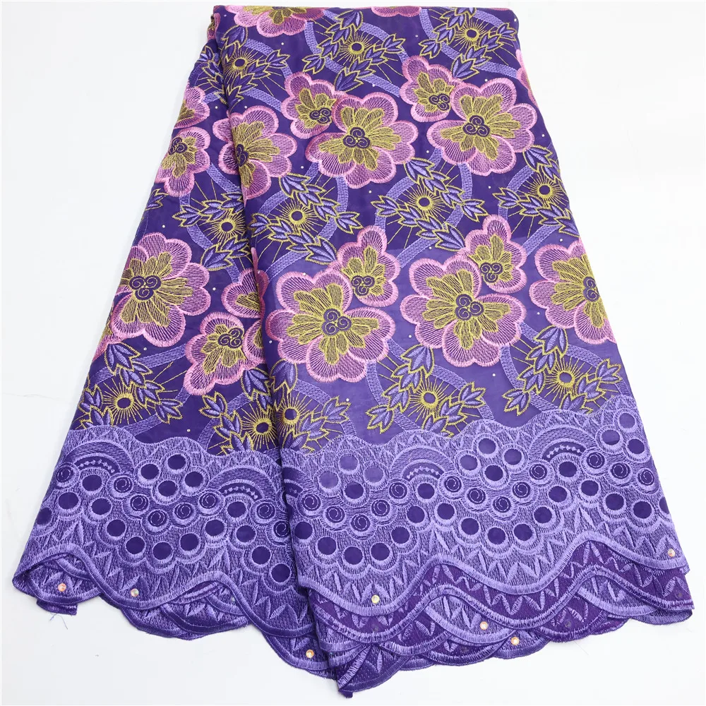 

African lace fabric 2022 Swiss Voile In Switzerland Embroidery Tulle Dry Cotton Nigerian Lace Fabrics With Stones S1117