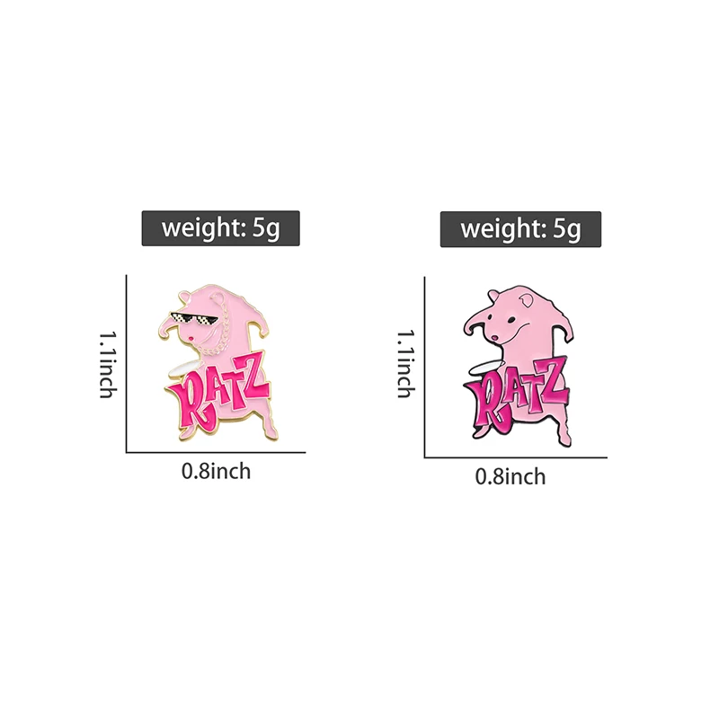 Милые металлические броши с изображением розовой крысы