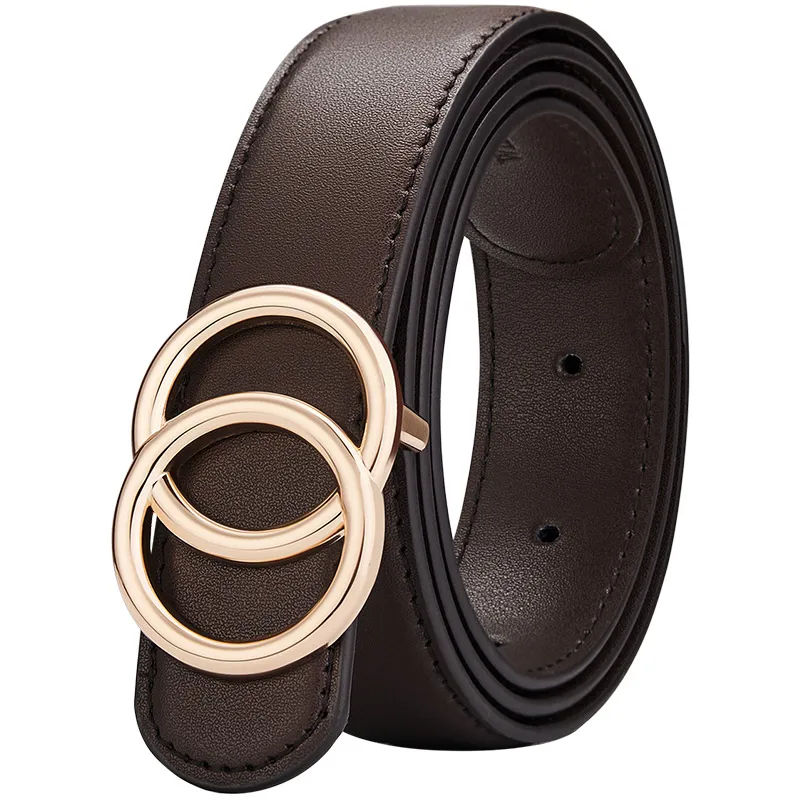 Women's Cowhide Belt Smooth Buckle Fashion Belt Casual Personality Pant Belt
