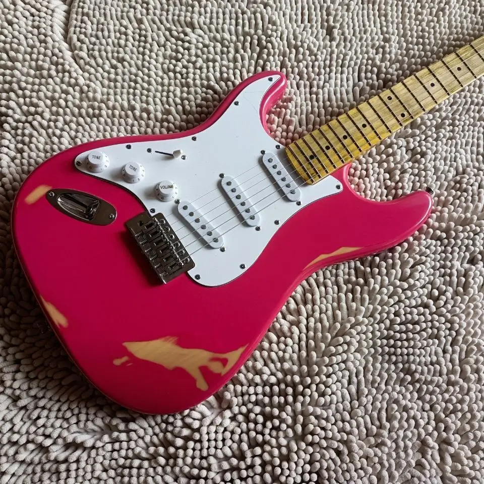 

Factory Customization Left Hand Pink Electric Guitar, 21 Grade Maple Fingerboard