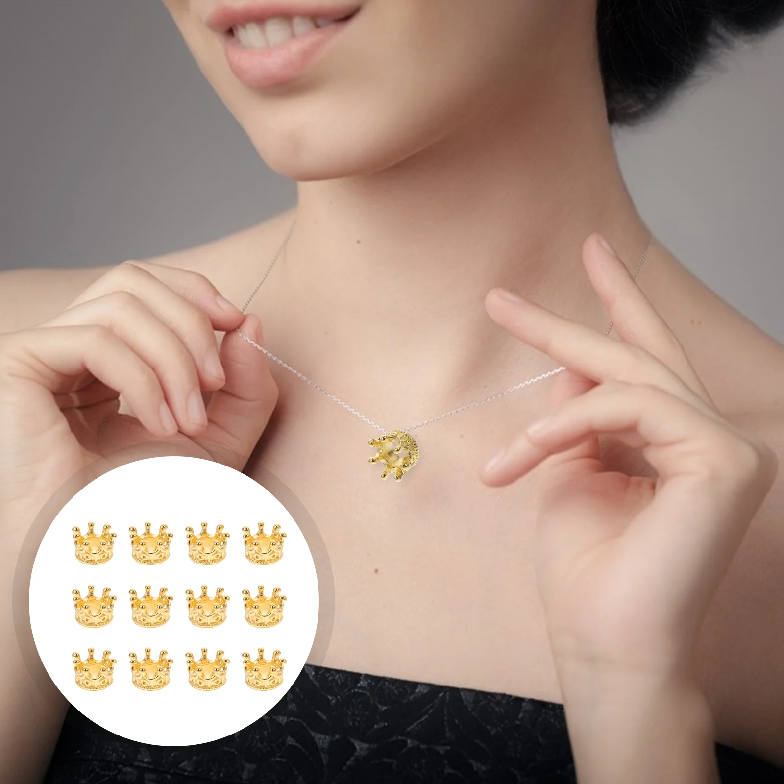 

Mini Crown Bead Charms DIY Accessories Cake Decoration Keychain Hanging Ornament Uv resin