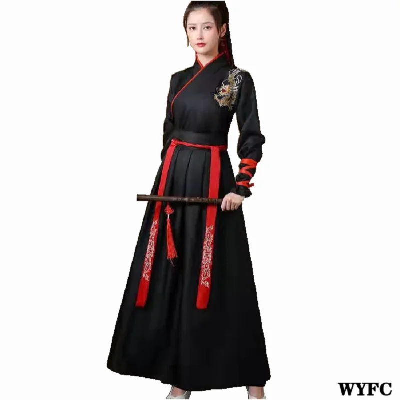 

Красная, черная, белая, синяя верхняя юбка, 2 шт., китайский старинный костюм, танцевальные боевые искусства, герой ханьфу, рыцарь, бесконечны...