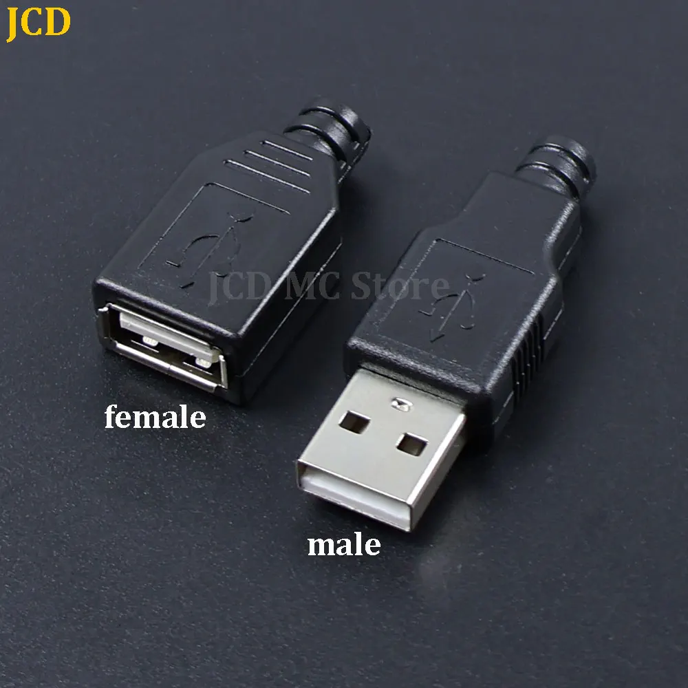 Фото 10-50 шт. USB-разъемы Type A 4-контактные (штекер/гнездо) с черно-белыми пластиковыми крышками, USB 2.0 Type-A 4-контактные, для пайки, наборы для DIY №2
