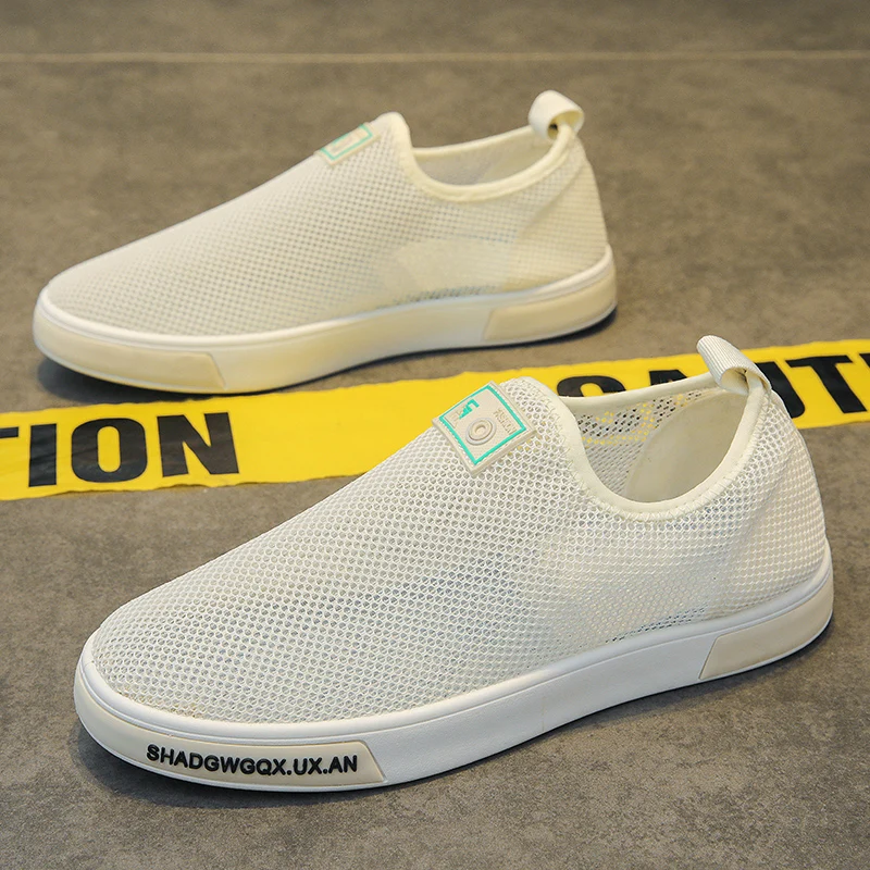 

Сетчатые дышащие кроссовки для мужчин, модная мягкая и удобная прогулочная обувь без шнуровки, простая универсальная Уличная Повседневная обувь