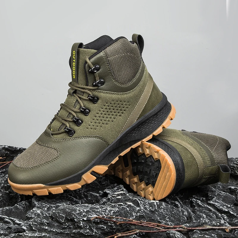 Outdoor Hiking Boots Men High Top Hiking Shoes Fashion Breathable Military Tactical Boots Men Climbing Camping Trekking Sneakers