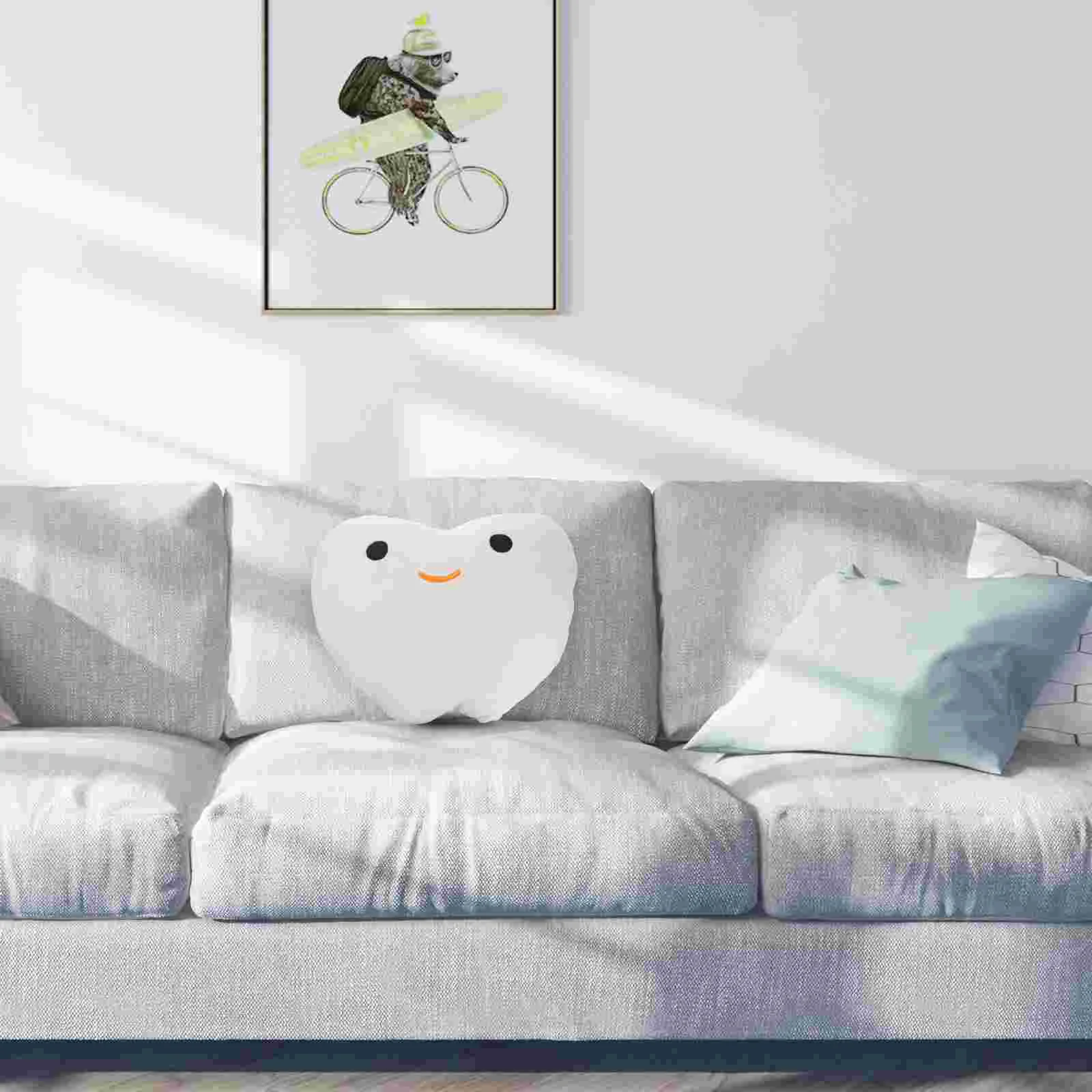 

Couch Throw Pillows Dental Tooth Fairy Sofa Cushion Furry Hugging Toy Modeling White Plush Baby