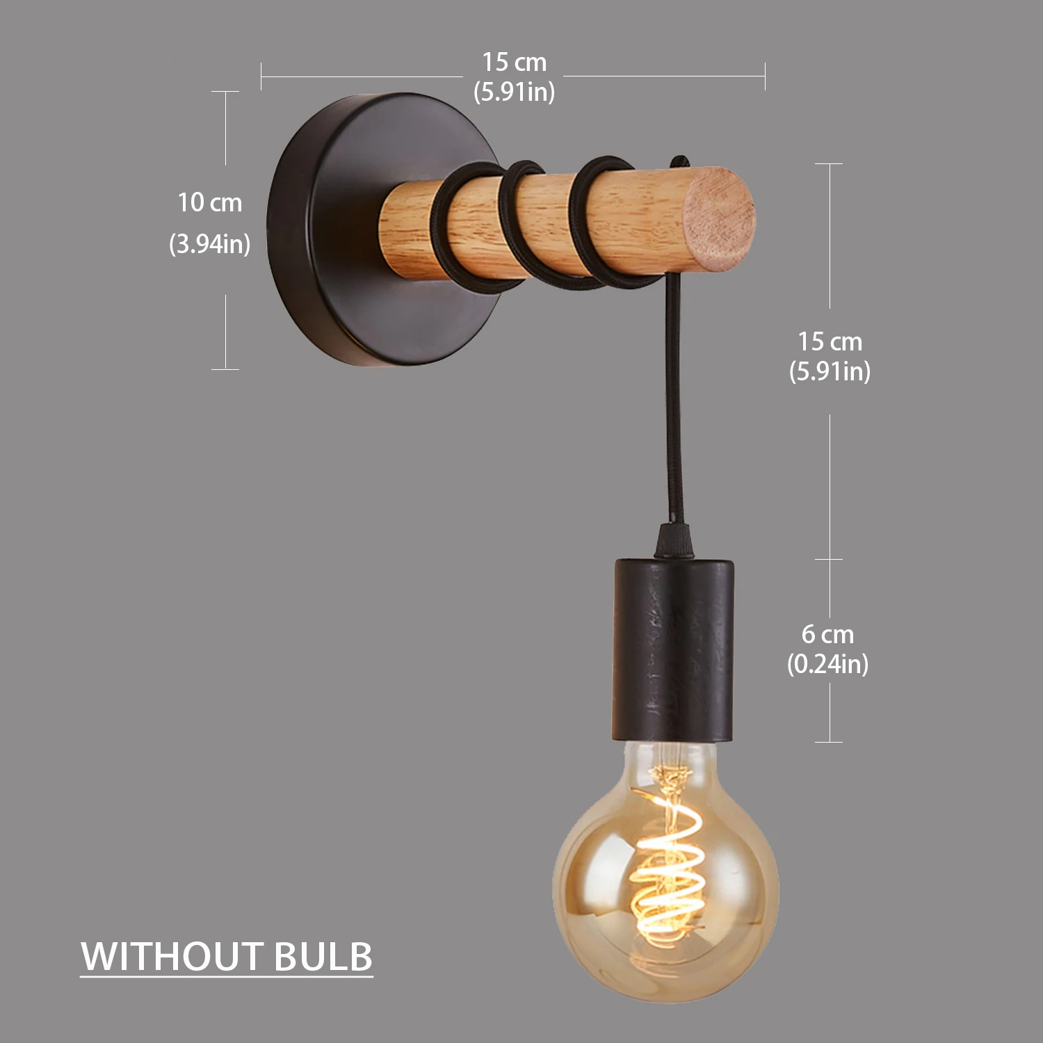 

Винтажный деревянный настенный светильник Genixgreen E27