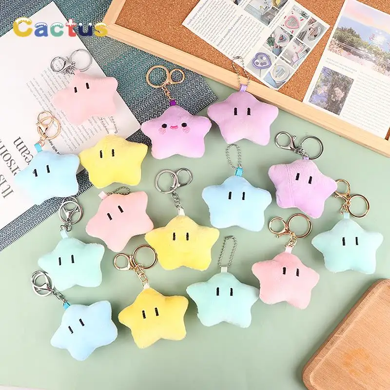 

Cute Cartoon Star Plush Doll Keychain Lovely Stuffed Pentagram Keyring Bag Pendant Bags Decoration Accessories