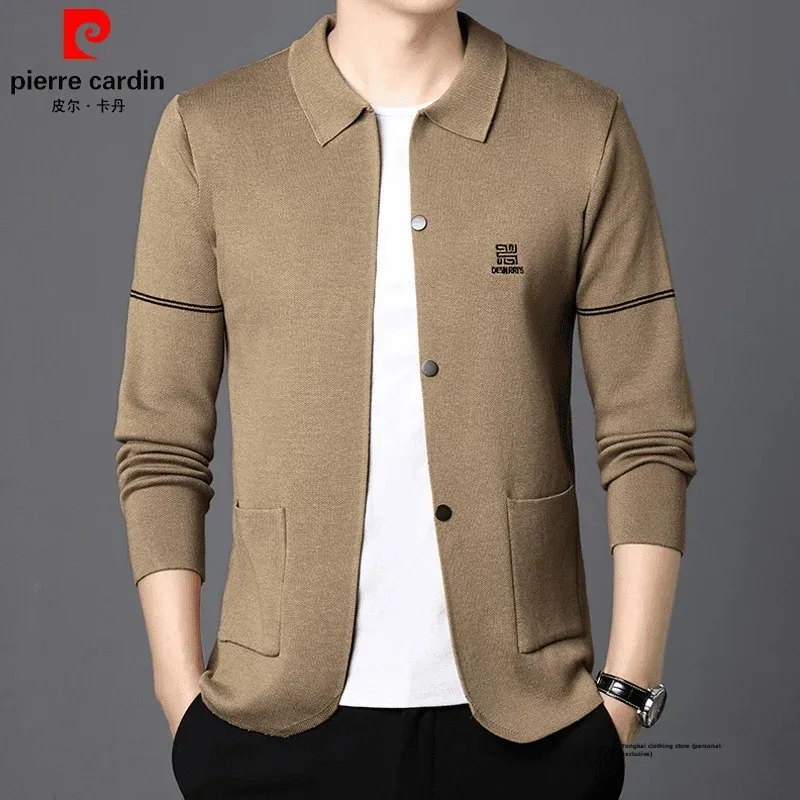 Peir Cardigan Knitted Jacket Men's Loose Casual Long Sleeve Thin Flip Collar Autumn Outerwear Pullovers Male Fashion Top
