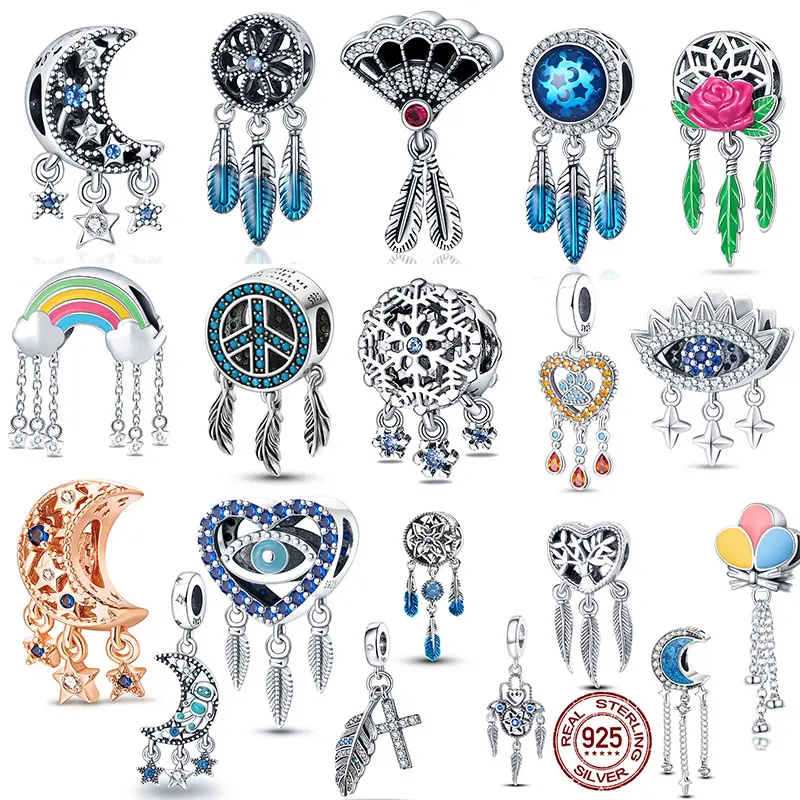 

925 Sterling Silver Blue series moon Plane Space series Beads Charm Fit Original Pandora Bracelet Bangle for women Jewelry Gift