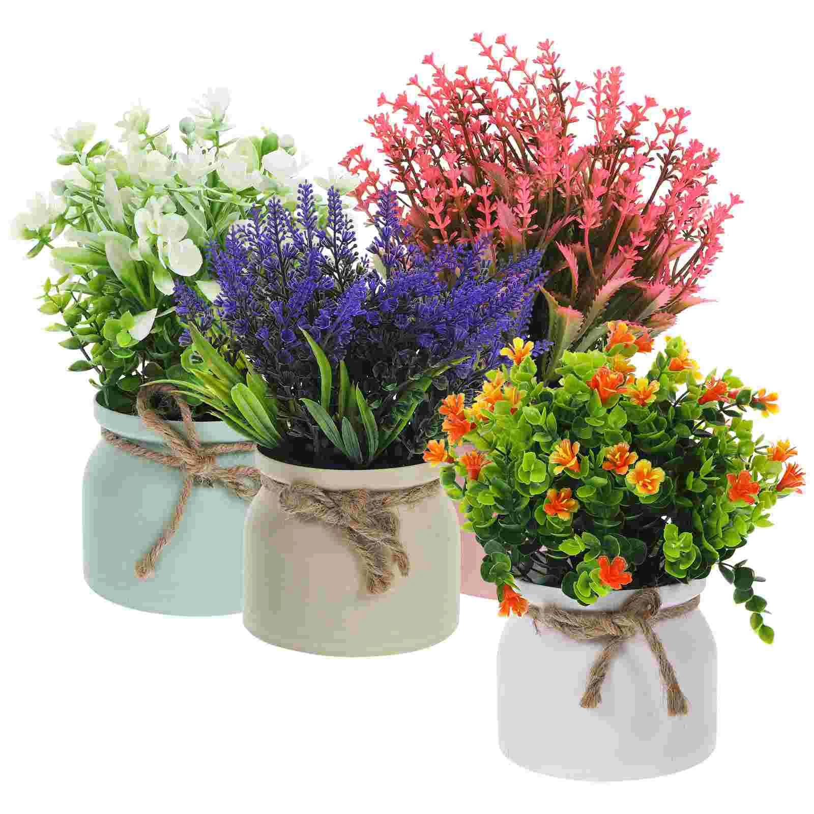 

4 Pcs Office Desk Decor Fake Plant Plants for Potted Artificial Outdoor Plastic Planta