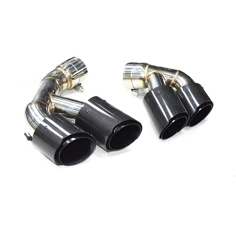 Черная блестящая двухрядная круглая выхлопная труба из углеродного волокна