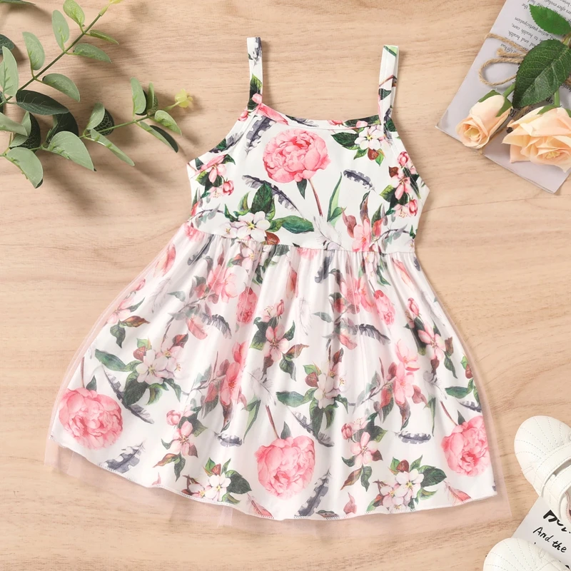 

Детское летнее платье без рукавов, с цветочным принтом