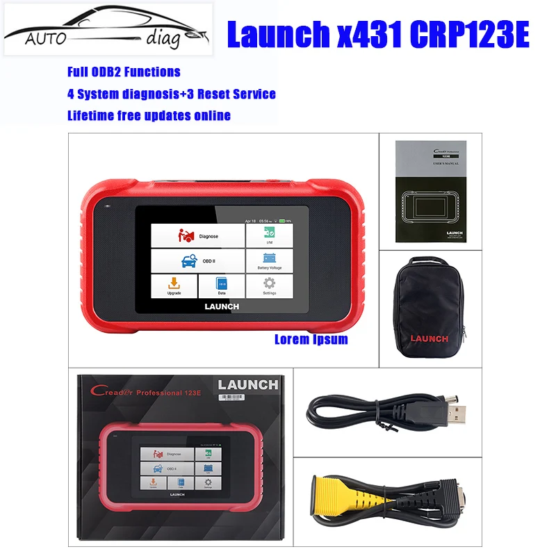 

Lauch X431 CRP123E OBD2 Automotive scanner Engine ABS Airbag SRS 4 System Car Scanner Oil ETC SAS free update Car diagnostictool