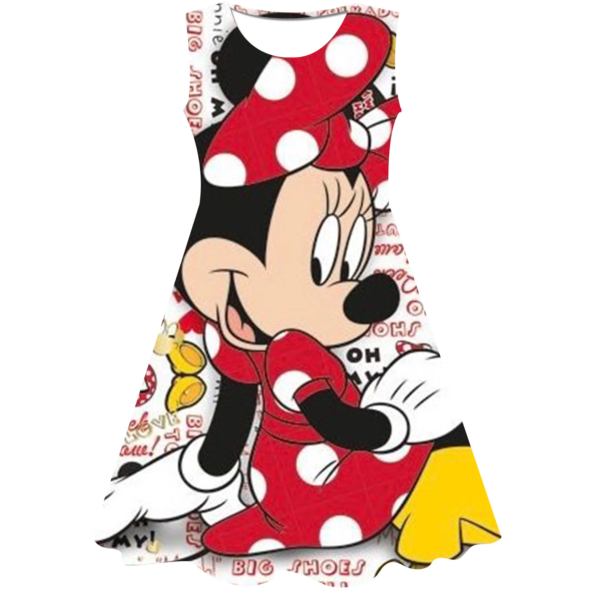 

2023 Summer Pretty Girls Disney Classic IP Mickey Mouse Minnie Graphic 3D-Print Cute Fashion Casual Dress 6M-10T Girls Clothing