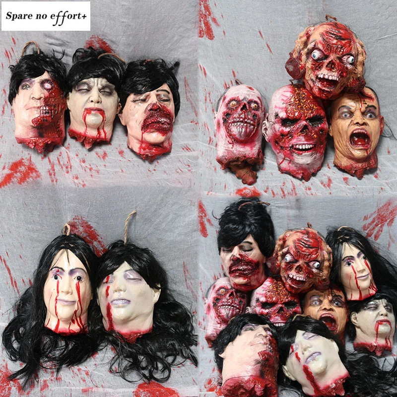 

Украшение на Хэллоуин, Птичий дом с привидениями, ужасная голова-пустышка, ведьма, призрак, длинные волосы, подвеска-голова, реквизит на Хэллоуин