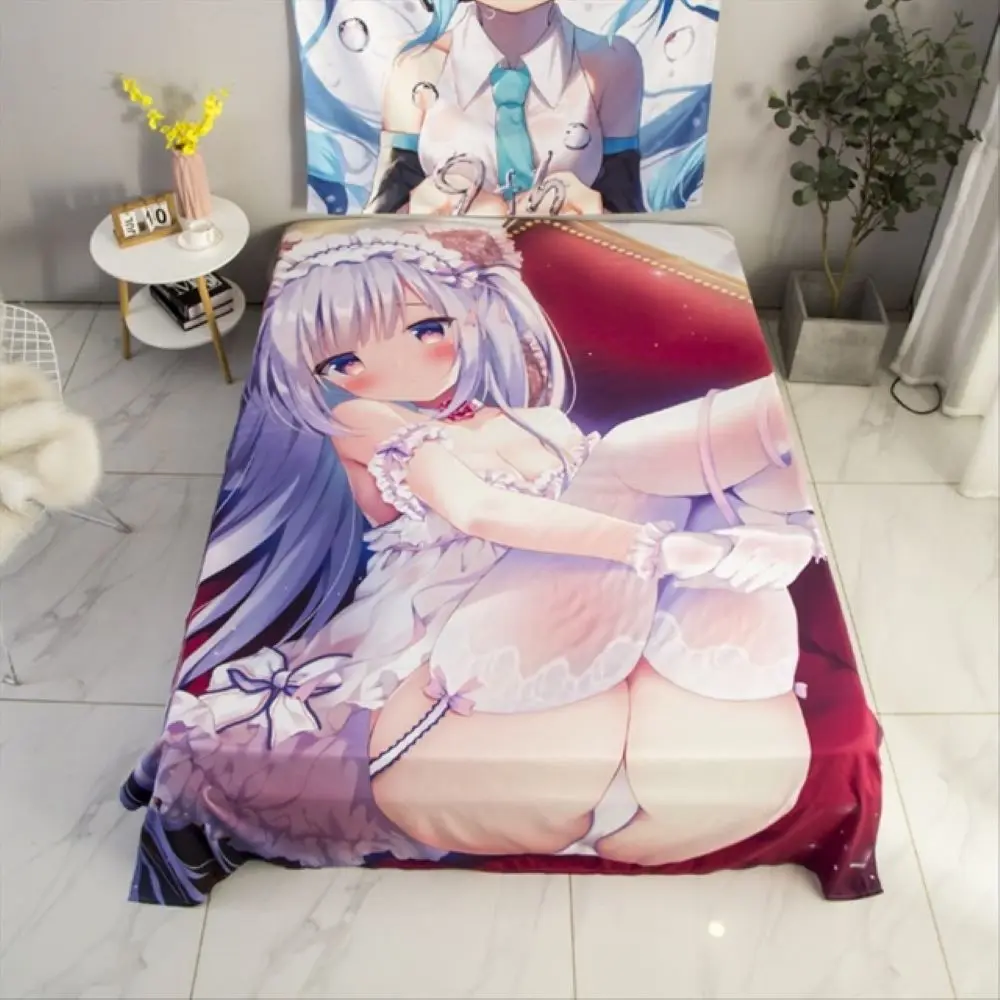 Постельное белье японская манга Красивая мультяшная плоская простыня