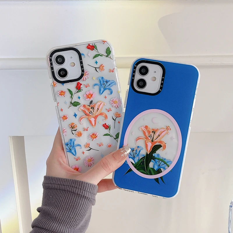 

Retro Art Tulip Rose Flower Shockproof Soft Phone Case For iPhone 11 12 13 Pro Max X Xr Xs Max 7 8 Puls SE 2 Cute Cover Couqe