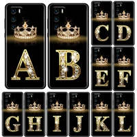 diamond crown letter a i j silicone phone case for huawei p30 p40 p20 p10 lite p50 pro p smart z 2019 soft tpu back cover coque