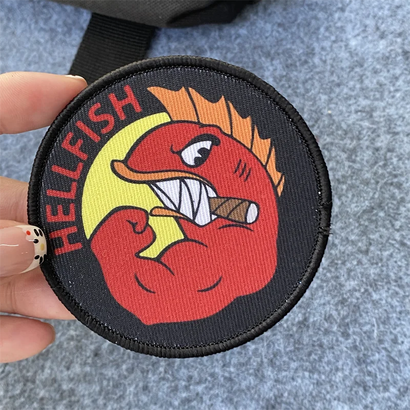 Нашивка с логотипом HELLFISH на липучке эмблема Адская рыба военный тактический