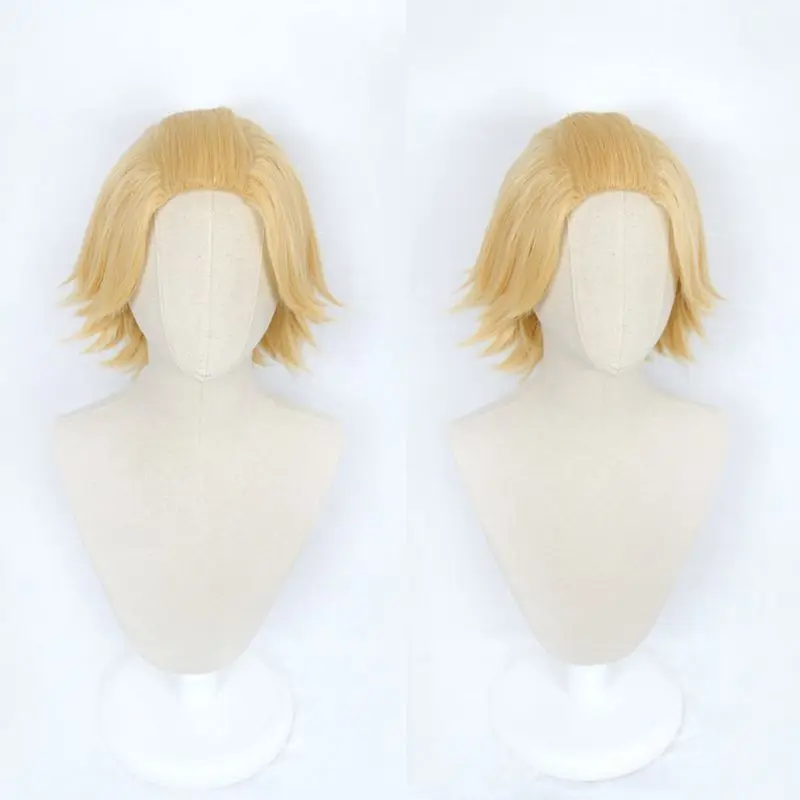 

Anime Tokyo Revengers Manjiro Sano Cosplay Costume Mikey Back Style Light Gold Hair Halloween Party Accessories Wigs