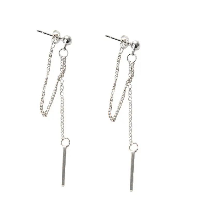

Double Tassel Chain Bar Dangle Earrings Long Chain Drop Earrings Birthday Gift