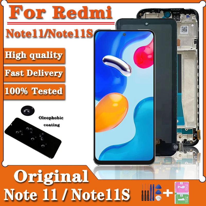 

100% Test For Xiaomi Redmi Note 11S LCD Display Touch Screen Panel Digitizer For Redmi Note 11 2201117TG lcd