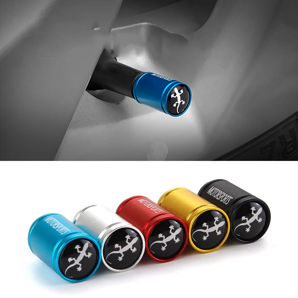

4Pcs/Set Car Tire Valve Covers Gecko Aluminum Alloy Valve Cap Decorative Wheel Dustproof Cover For Car Moto Bike