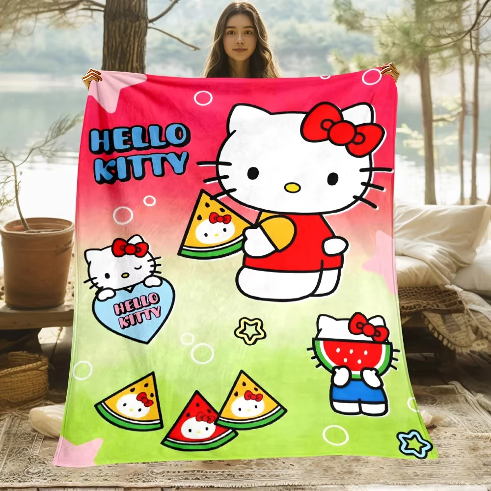 Одеяло с HD-принтом Hello Kitty легкое фланелевое покрывало для кровати путешествий